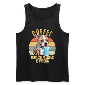 Funny Pitbull Drink Coffee Because Murder is Wrong - Men's Premium Organic Tank Top - black - Front - AI Model Male 178 light (178cm)