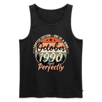 October 1990 anniversary 1990 legends October - Men's Premium Organic Tank Top - black - Front - AI Model Male 178 light (178cm)