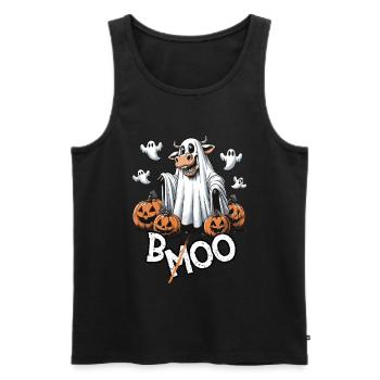 Spook-a-Moo: Die süßeste Kuh von Halloween - Männer Premium Bio Tank Top - Schwarz - Vorne - Michal (187cm)