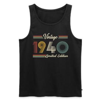 Anniversaire des années 1940 né dans les années 1940 rétro Vintage - Débardeur bio Premium Homme - noir - Devant - Michal (187cm)