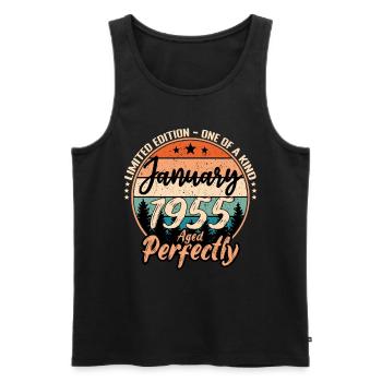 January 1955 Anniversary 1955 Legends January - Men's Premium Organic Tank Top - black - Front - AI Model Male 178 light (178cm)