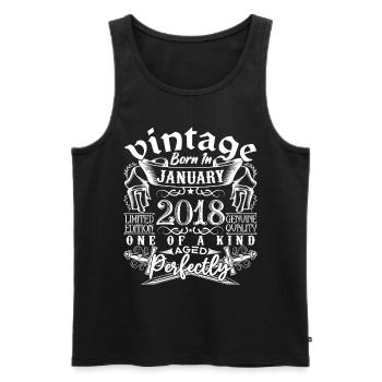 Januar 2018 Geburtstag Januar 2018 Januar - Männer Premium Bio Tank Top - Schwarz - Vorne - Michal (187cm)