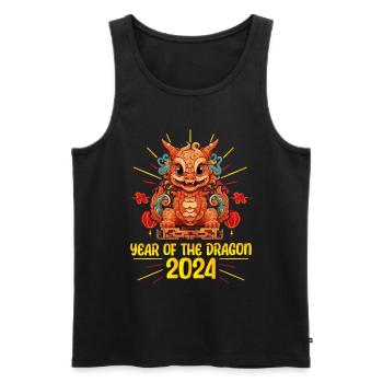 Majestätischer Drache 2024 - Mondneujahrsfeier - Männer Premium Bio Tank Top - Schwarz - Vorne - AI Model Male 178 light (178cm)