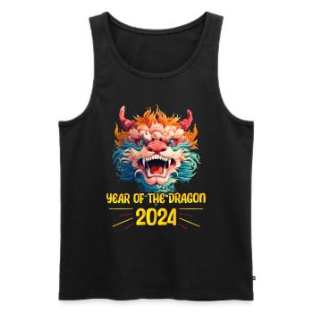 Majestätischer Drache 2024 - Mondneujahrsfeier - Männer Premium Bio Tank Top - Schwarz - Vorne - AI Model Male 178 light (178cm)