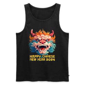 Majestätischer Drache 2024 - Mondneujahrsfeier - Männer Premium Bio Tank Top - Schwarz - Vorne - AI Model Male 178 light (178cm)