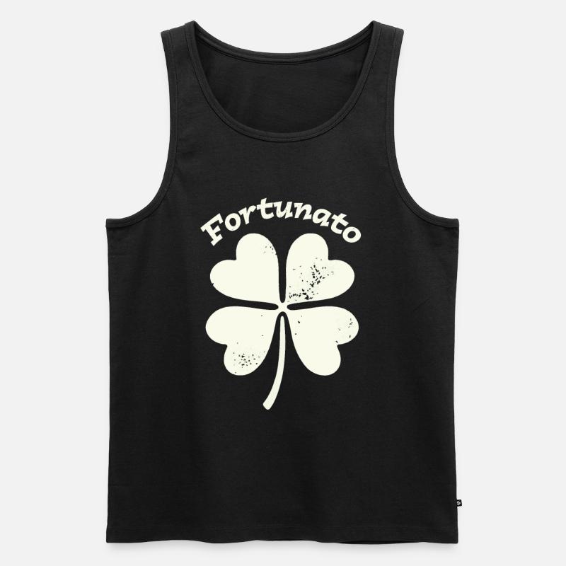 Fortunato Emblem Distressed Vierblatt - Männer Premium Bio Tank Top - Schwarz