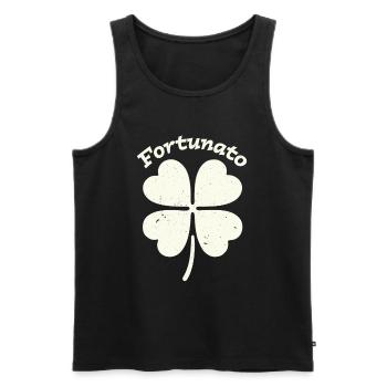 Fortunato Emblem Distressed Four-Leaf - Men's Premium Organic Tank Top - black - Front - AI Model Male 178 light (178cm)