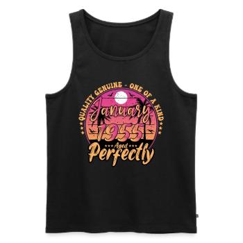 January 1955 Anniversary 1955 January 1955 - Men's Premium Organic Tank Top - black - Front - AI Model Male 178 light (178cm)