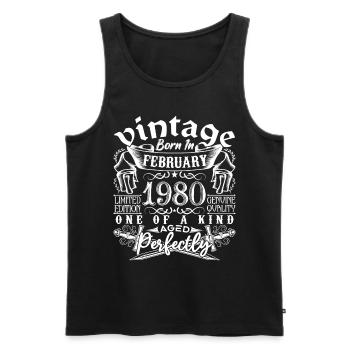 Februar 1980 Jubiläum Februar 1980 Februar - Männer Premium Bio Tank Top - Schwarz - Vorne - Michal (187cm)