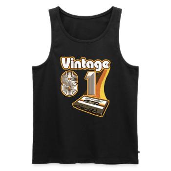 1981 Birthday Born In 1981 Retro Vintage - Men's Premium Organic Tank Top - black - Front - Michal (187cm)
