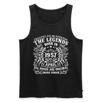 April 1957 Birthday 1957 April April Gift - Men's Premium Organic Tank Top - black - Front - AI Model Male 178 light (178cm)