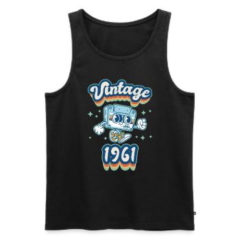 1961 Vintage anniversaire rétro Vintage cadeau - Débardeur bio Premium Homme - noir - Devant - Michal (187cm)