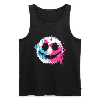 Graffiti Smiley Face - Street Art Urbain - Débardeur bio Premium Homme - noir - Devant - Michal (187cm)