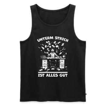 Chaos am Schreibtisch - Unterm Strich Alles Gut` - Männer Premium Bio Tank Top - Schwarz - Vorne - Michal (187cm)