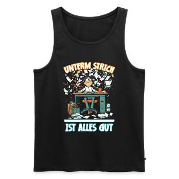 Chaos am Schreibtisch - Unterm Strich Alles Gut` - Männer Premium Bio Tank Top - Schwarz - Vorne - Michal (187cm)