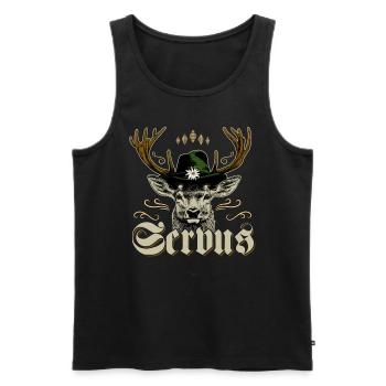 Servus Bayern Shirt Tracht Trachtenshirt Herren - Männer Premium Bio Tank Top - Schwarz - Vorne - AI Model Male 178 light (178cm)