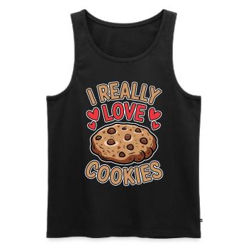 Cookies Saying Chocolate Cookies Funny Cookie Gift - Men's Premium Organic Tank Top - black - Front - AI Model Male 178 light (178cm)