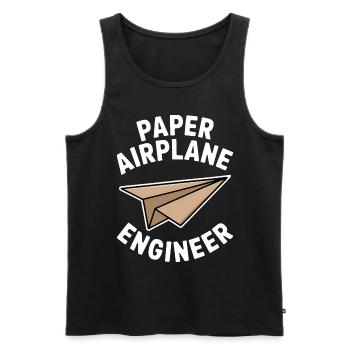 Avion en papier disant blague Avion en papier cadeau - Débardeur bio Premium Homme - noir - Devant - AI Model Male 178 light (178cm)