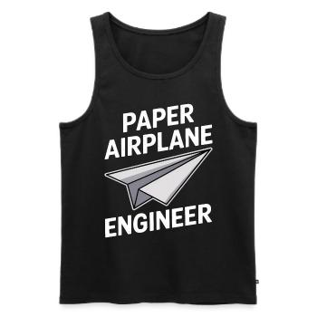 Avion en papier disant blague Avion en papier cadeau - Débardeur bio Premium Homme - noir - Devant - AI Model Male 178 light (178cm)