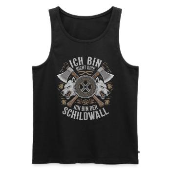 Ich bin nicht dick ich bin der Schildwall Wikinger - Männer Premium Bio Tank Top - Schwarz - Vorne - AI Model Male 178 light (178cm)