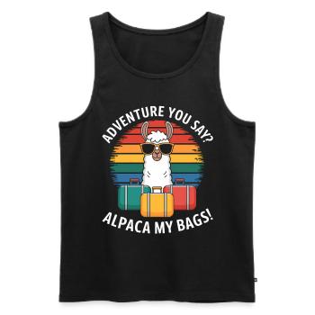 Alpaga Dire Voyage Lama Drôle Drôle D’alpaga Cadeau - Débardeur bio Premium Homme - noir - Devant - Michal (187cm)