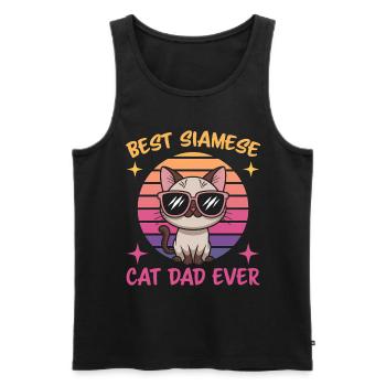 Siamese Cat Saying, Siamese Cat, Dad, Siamese Cat Gift - Men's Premium Organic Tank Top - black - Front - AI Model Male 178 light (178cm)