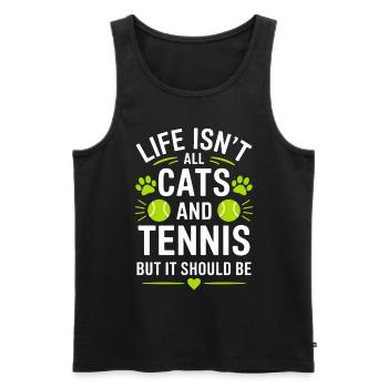 Tennis Saying Cats Funny Tennis Gift - Men's Premium Organic Tank Top - black - Front - Michal (187cm)