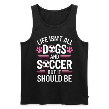 Soccer Disant Chiens Drôle Joueur de Football Cadeau - Débardeur bio Premium Homme - noir - Devant - AI Model Male 178 light (178cm)