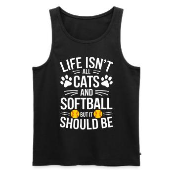Softball Spruch Katzen Lustiges Softball Geschenk - Männer Premium Bio Tank Top - Schwarz - Vorne - AI Model Male 178 light (178cm)