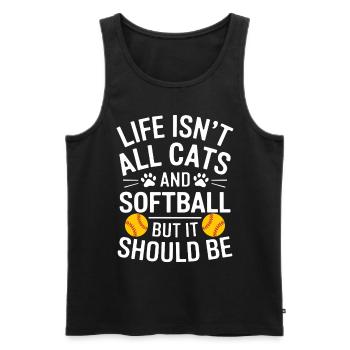 Softball Spruch Katzen Lustiges Softball Geschenk - Männer Premium Bio Tank Top - Schwarz - Vorne - AI Model Male 178 light (178cm)