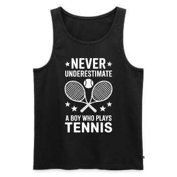 Tennis Spruch Jungs Lustiges Tennis Geschenk - Männer Premium Bio Tank Top - Schwarz - Vorne - Michal (187cm)