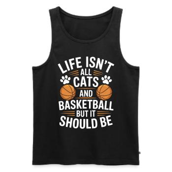 Basketball Saying Cat Funny Basketball Gift - Men's Premium Organic Tank Top - black - Front - Michal (187cm)