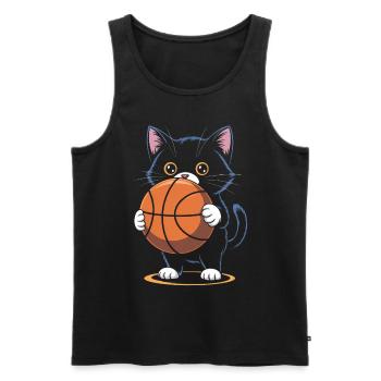 Basketball Cat Funny Basketball Gift - Men's Premium Organic Tank Top - black - Front - Michal (187cm)