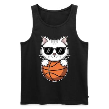Chat de basket-ball drôle cadeau de basket-ball - Débardeur bio Premium Homme - noir - Devant - Michal (187cm)