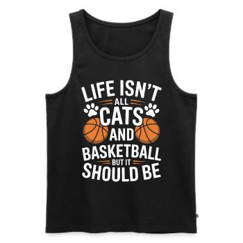 Basketball Saying Cat Funny Basketball Gift - Men's Premium Organic Tank Top - black - Front - Michal (187cm)