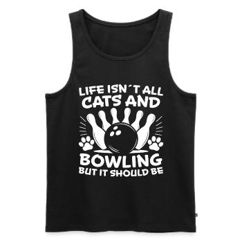 Bowling Spruch Katzen Lustiges Bowling Geschenk - Männer Premium Bio Tank Top - Schwarz - Vorne - AI Model Male 178 light (178cm)