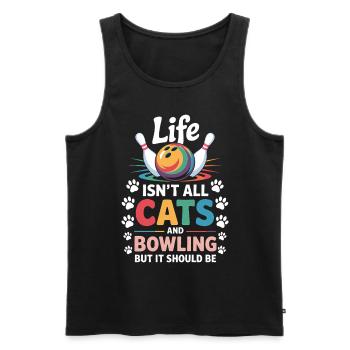Bowling Spruch Katzen Lustiges Bowling Geschenk - Männer Premium Bio Tank Top - Schwarz - Vorne - AI Model Male 178 light (178cm)