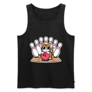 Bowling Spruch Katzen Lustiges Bowling Geschenk - Männer Premium Bio Tank Top - Schwarz - Vorne - AI Model Male 178 light (178cm)