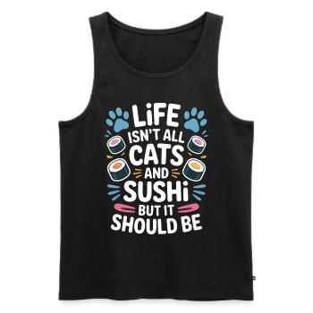 Sushi Cats Japan Funny Kawaii Sushi Gift - Men's Premium Organic Tank Top - black - Front - AI Model Male 178 light (178cm)