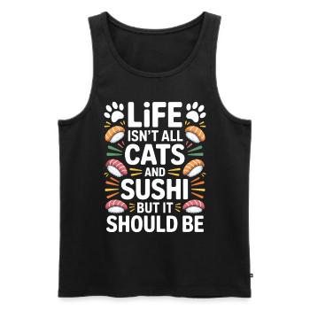 Sushi Cats Japan Funny Kawaii Sushi Gift - Men's Premium Organic Tank Top - black - Front - AI Model Male 178 light (178cm)