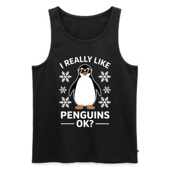 Pingouin disant drôle Pingouins Cadeau - Débardeur bio Premium Homme - noir - Devant - AI Model Male 178 light (178cm)