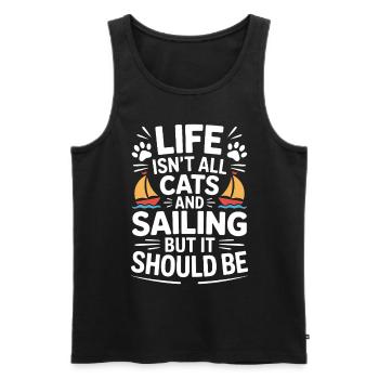 Sailing Saying Cats Sailor Cat Sailing Gift - Men's Premium Organic Tank Top - black - Front - AI Model Male 178 light (178cm)