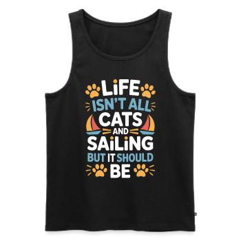 Sailing Saying Cats Sailor Cat Sailing Gift - Men's Premium Organic Tank Top - black - Front - AI Model Male 178 light (178cm)