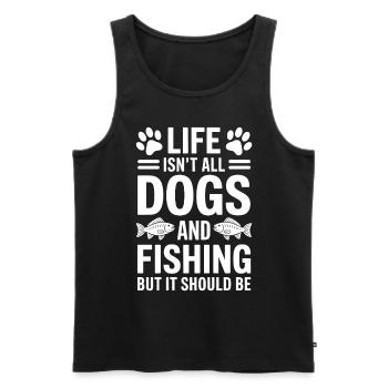 Fishing Saying Fishing Dogs Funny Angler Gift - Men's Premium Organic Tank Top - black - Front - Michal (187cm)