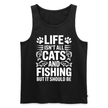 Angeln Spruch Fischen Katze Lustig Angler Geschenk - Männer Premium Bio Tank Top - Schwarz - Vorne - AI Model Male 178 light (178cm)