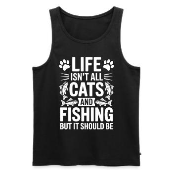 Angeln Spruch Fischen Katze Lustig Angler Geschenk - Männer Premium Bio Tank Top - Schwarz - Vorne - AI Model Male 178 light (178cm)