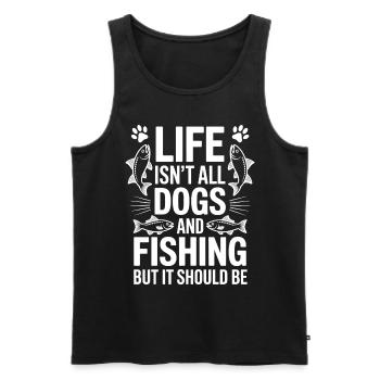 Fishing Saying Fishing Dogs Funny Angler Gift - Men's Premium Organic Tank Top - black - Front - Michal (187cm)