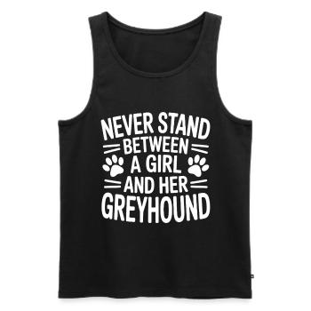 Greyhound Saying, Greyhound Joke, Greyhound Gift - Men's Premium Organic Tank Top - black - Front - AI Model Male 178 light (178cm)