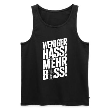 Weniger Hass, Mehr Bass! - Männer Premium Bio Tank Top - Schwarz - Vorne - Michal (187cm)
