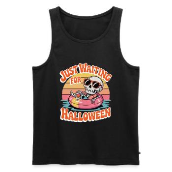 Chill Skeleton Halloween Vibes - Men's Premium Organic Tank Top - black - Front - Michal (187cm)